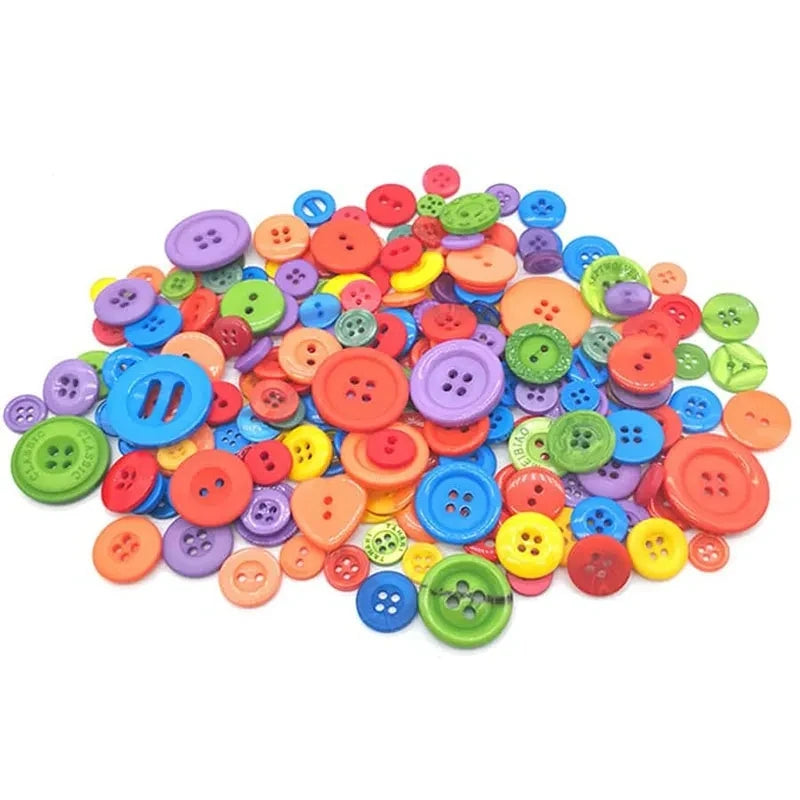 100pcs Mixed Color Round Resin Buttons – DIY Sewing Accessories