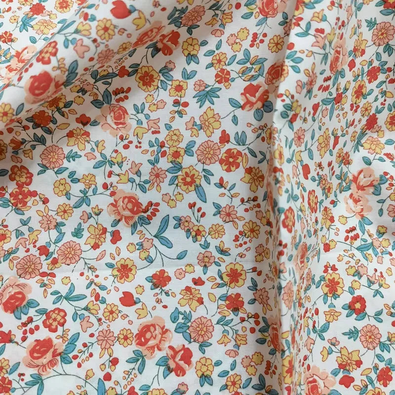 Blue White Porcelain Rose Cotton Poplin Fabric 140x50cm