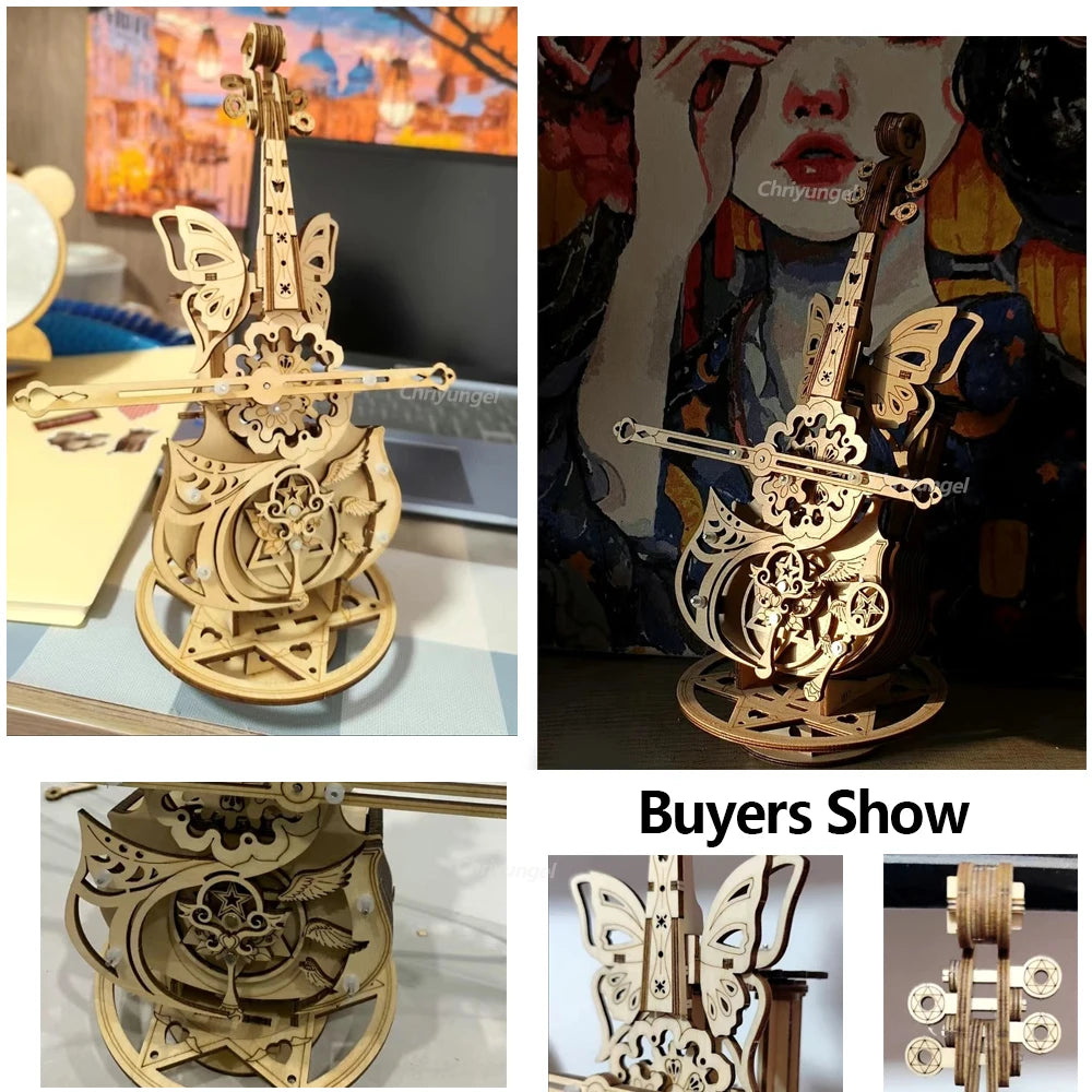 3D Wooden Cello Puzzle DIY Music Box Model Kit