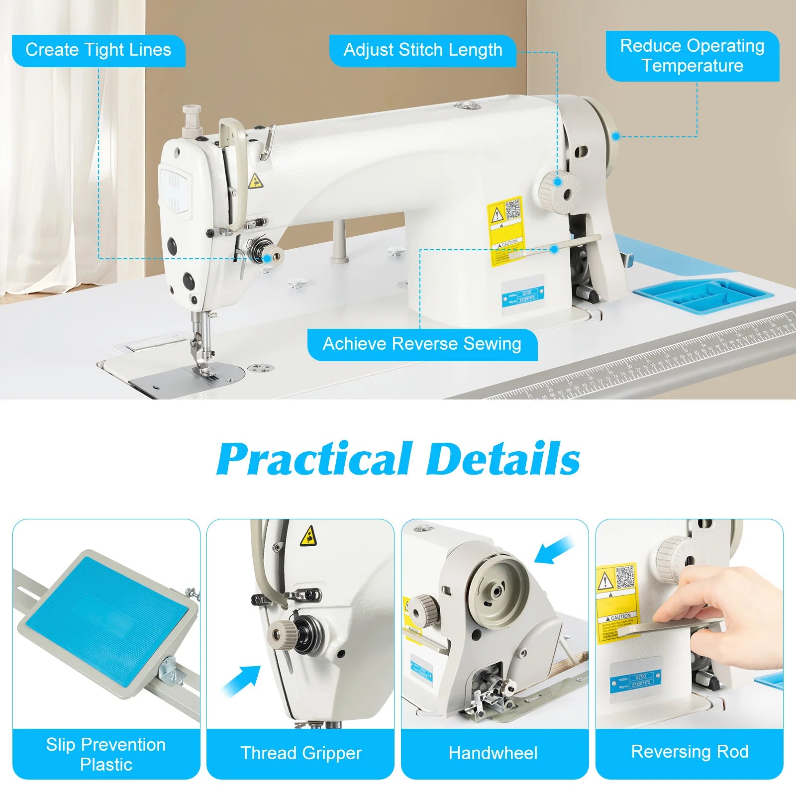 550W Commercial Sewing Machine with Table and Stand