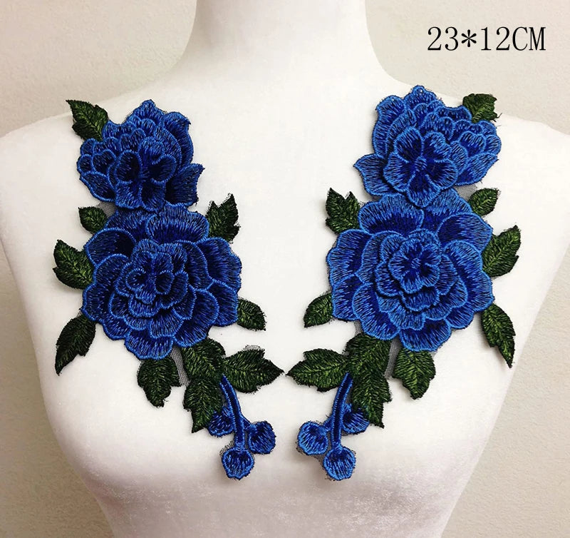 3D Flower Embroidery Applique Patch – 2Pcs Set