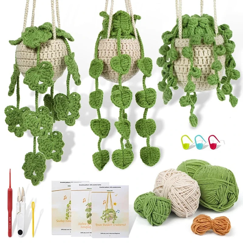 KRABALL Crochet Plant Hanger Kit – Beginner Set with Video Tutorial