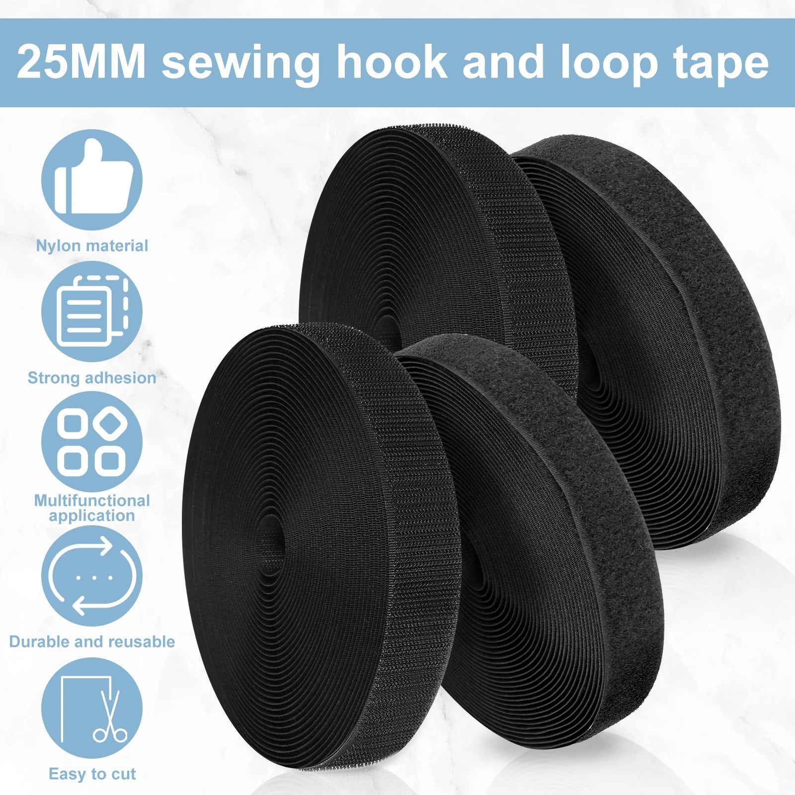 10M Hook and Loop Fastener Tape Roll Set