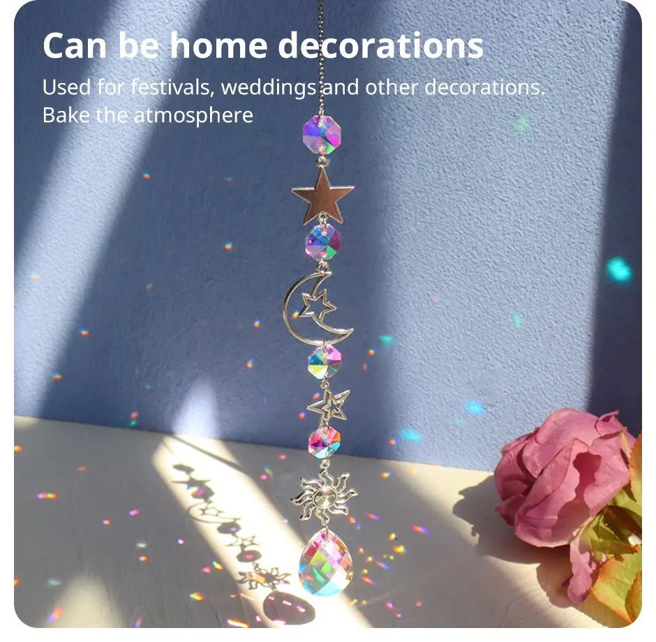 Galaxy Star Moon Crystal Wind Chime Pendant