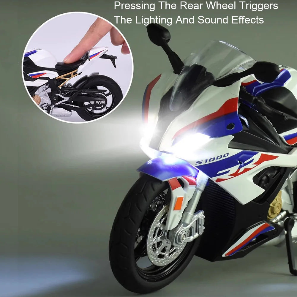 1:12 Diecast Motorcycle Model – S1000RR & Ninja H2R Toy with Sound & Light