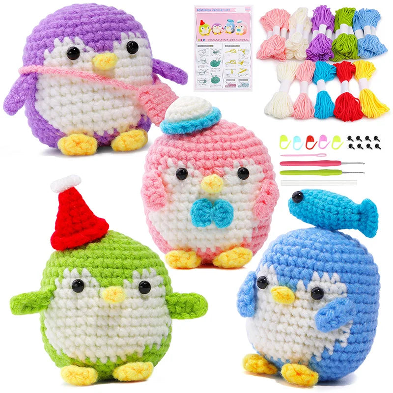 KRABALL Penguin Crochet Kit – Beginner Set with Video Tutorial