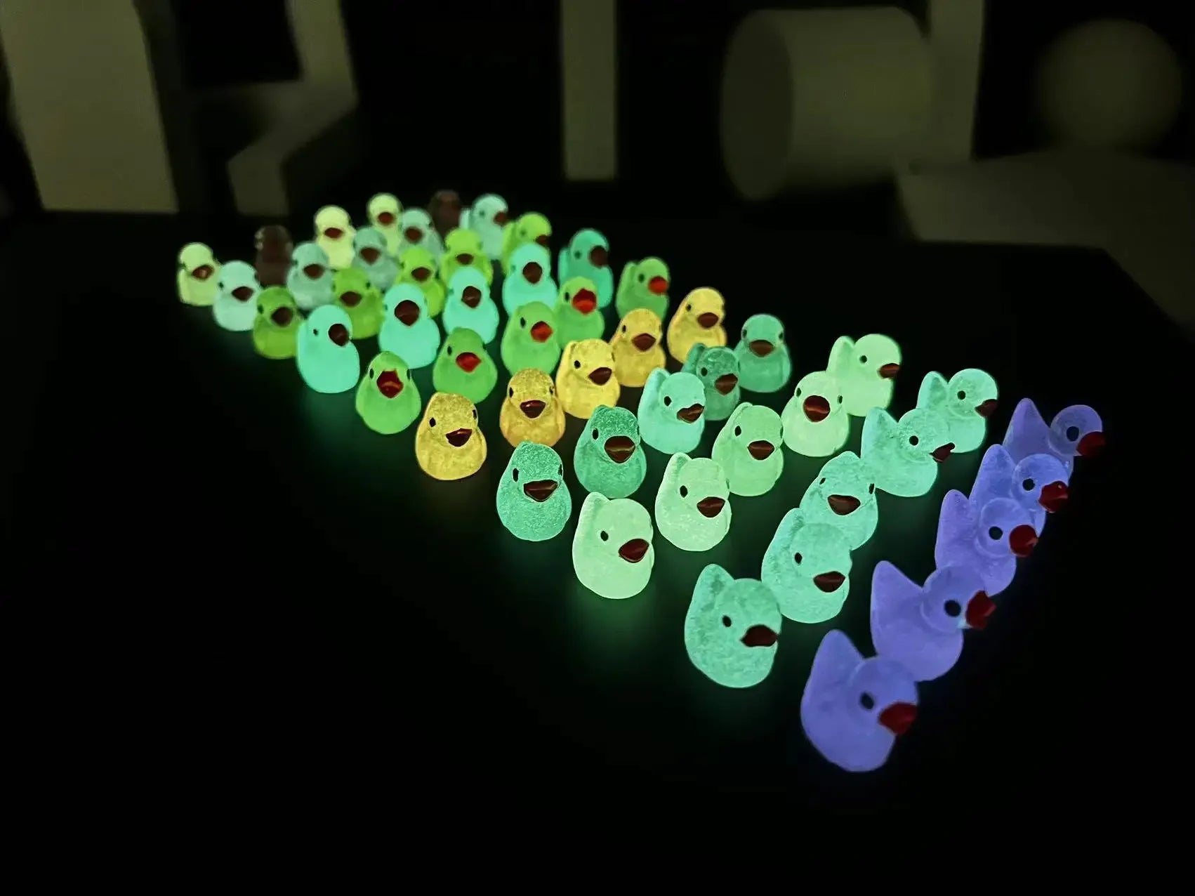 50pcs Luminous Mini Duck Figurines for Fairy Garden Decor