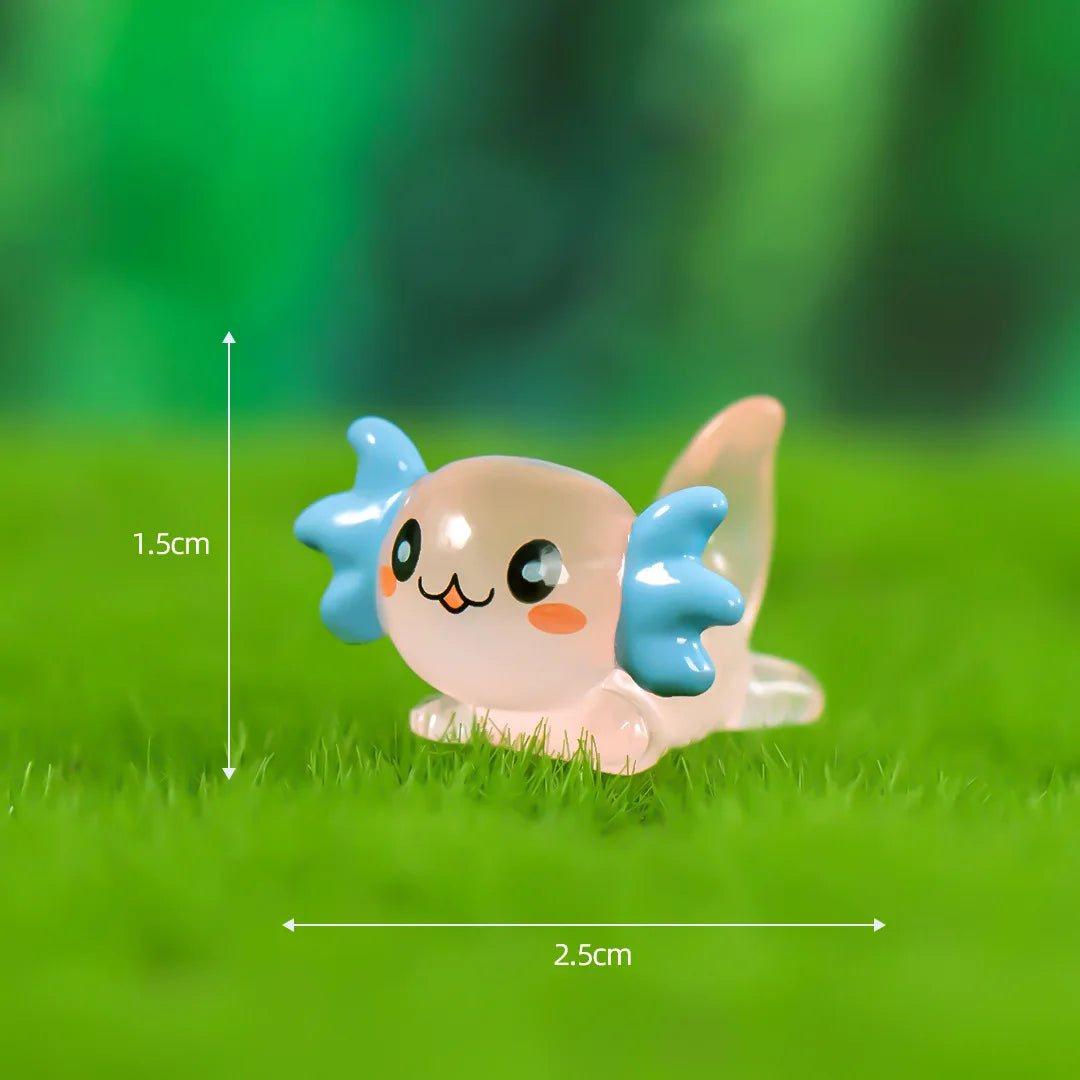 8-15PCS Glow-in-the-Dark Axolotl Miniatures for Microlandscape & Fish Tank Deco