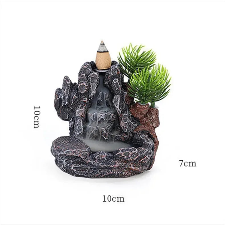 Backflow Waterfall Incense Burner with Cones for Aromatherapy and Home Decor