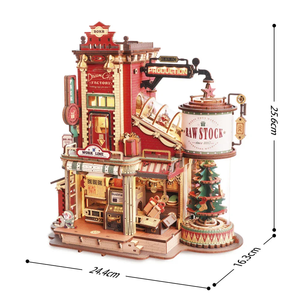 Robotime Rokr 3D Wooden Music Box – Christmas Dream Gift Factory Puzzle Kit