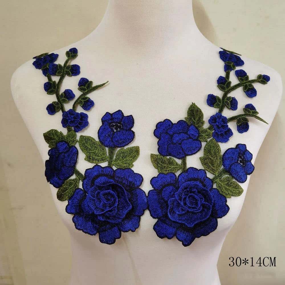 3D Flower Embroidery Applique Patch – 2Pcs Set