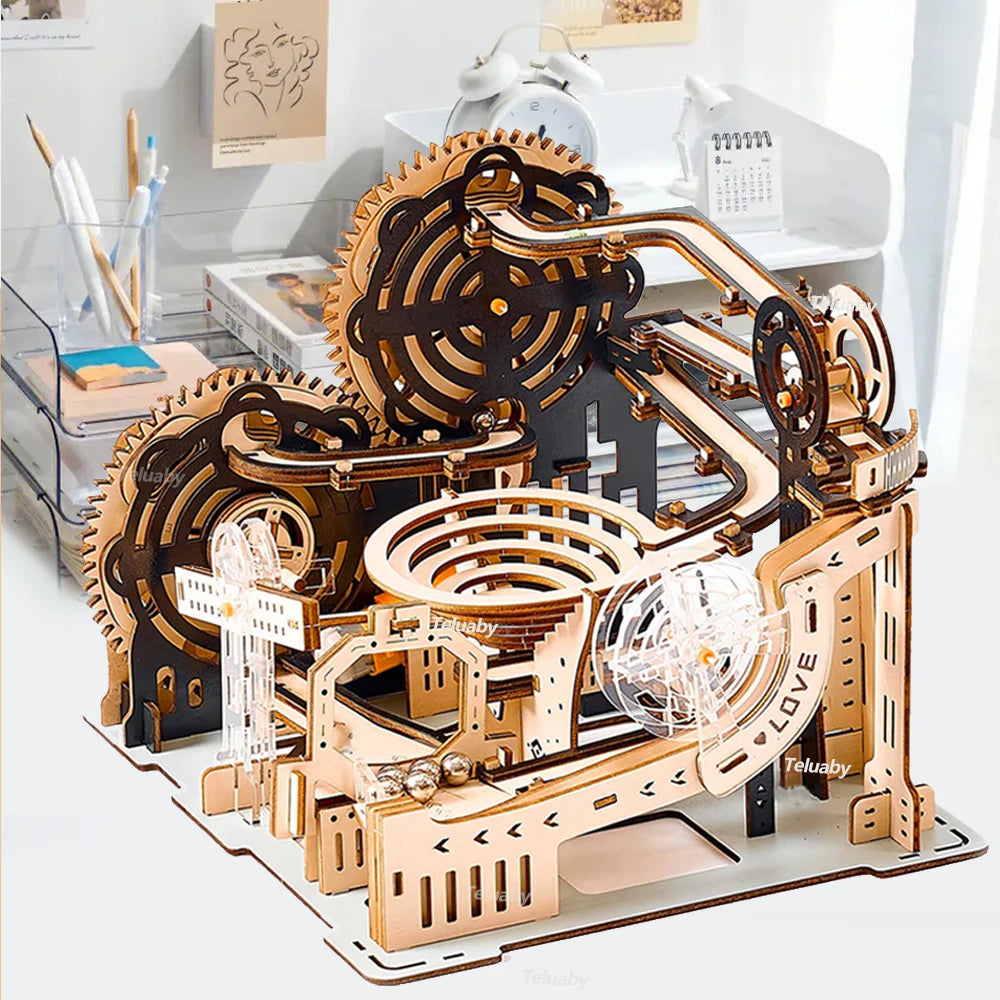 3D Wooden Marble Run Puzzle – Mechanical Model Kit