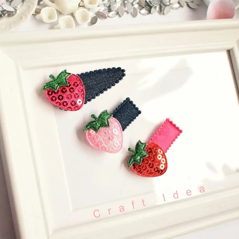 20pcs Sequin Strawberry Patches Sew-On Appliques