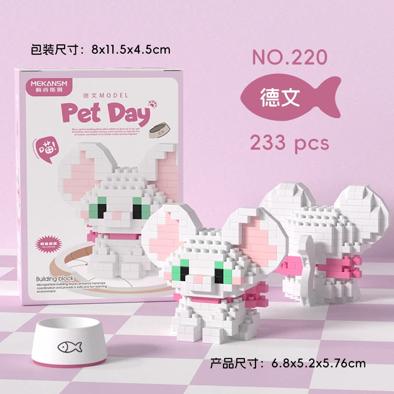 HUIQIBAO Mini Pet Micro Building Blocks – Dog & Cat Models