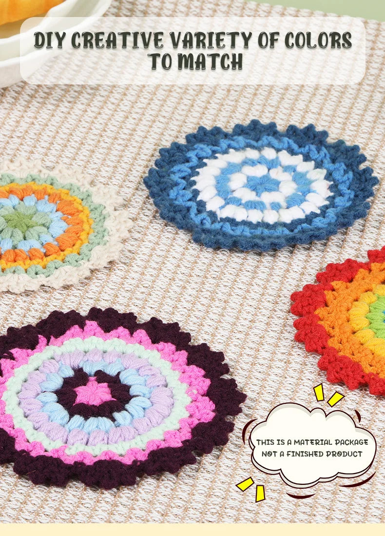 Hand-Knitted Crochet Kit for Coaster & Cap Mats