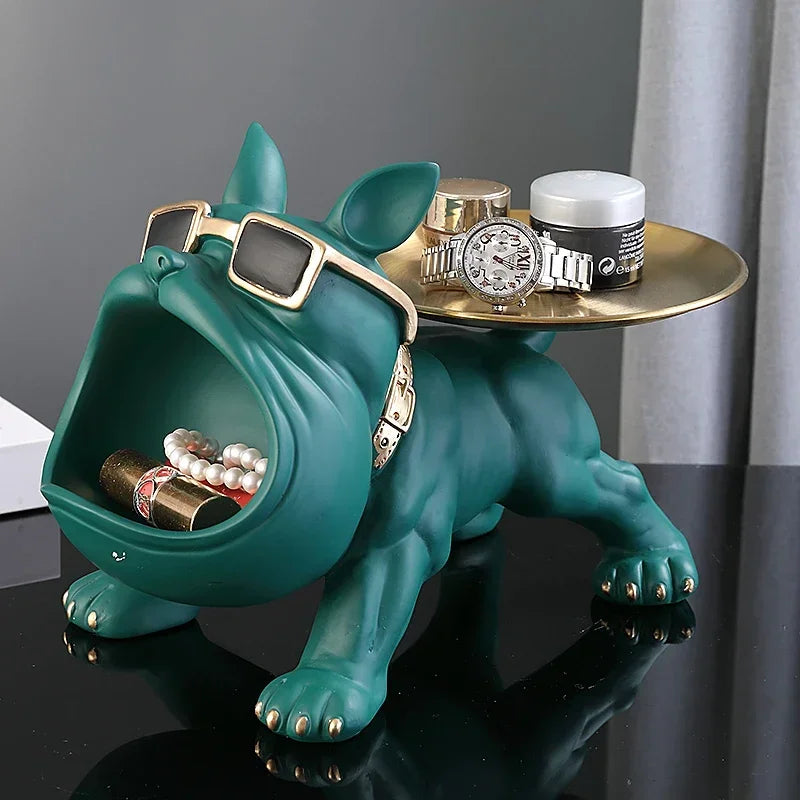 Bulldog Resin Figurine Storage Box for Home Decor