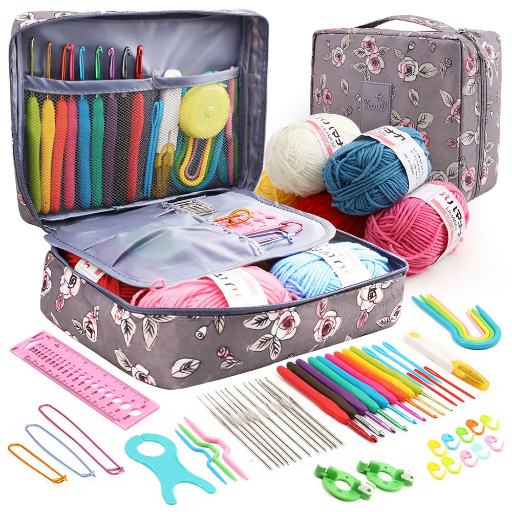 Gradient Cotton Yarn & 59pcs Crochet Hook Kit – DIY Beginner Knitting Set