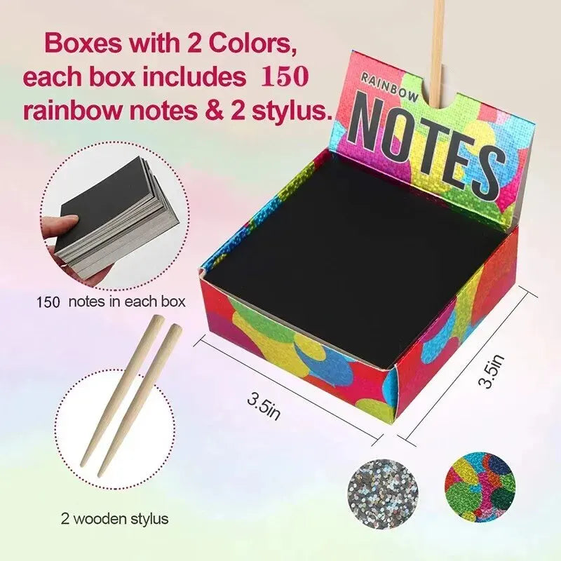 100pcs Magic Rainbow Scratch Art Cards Kit
