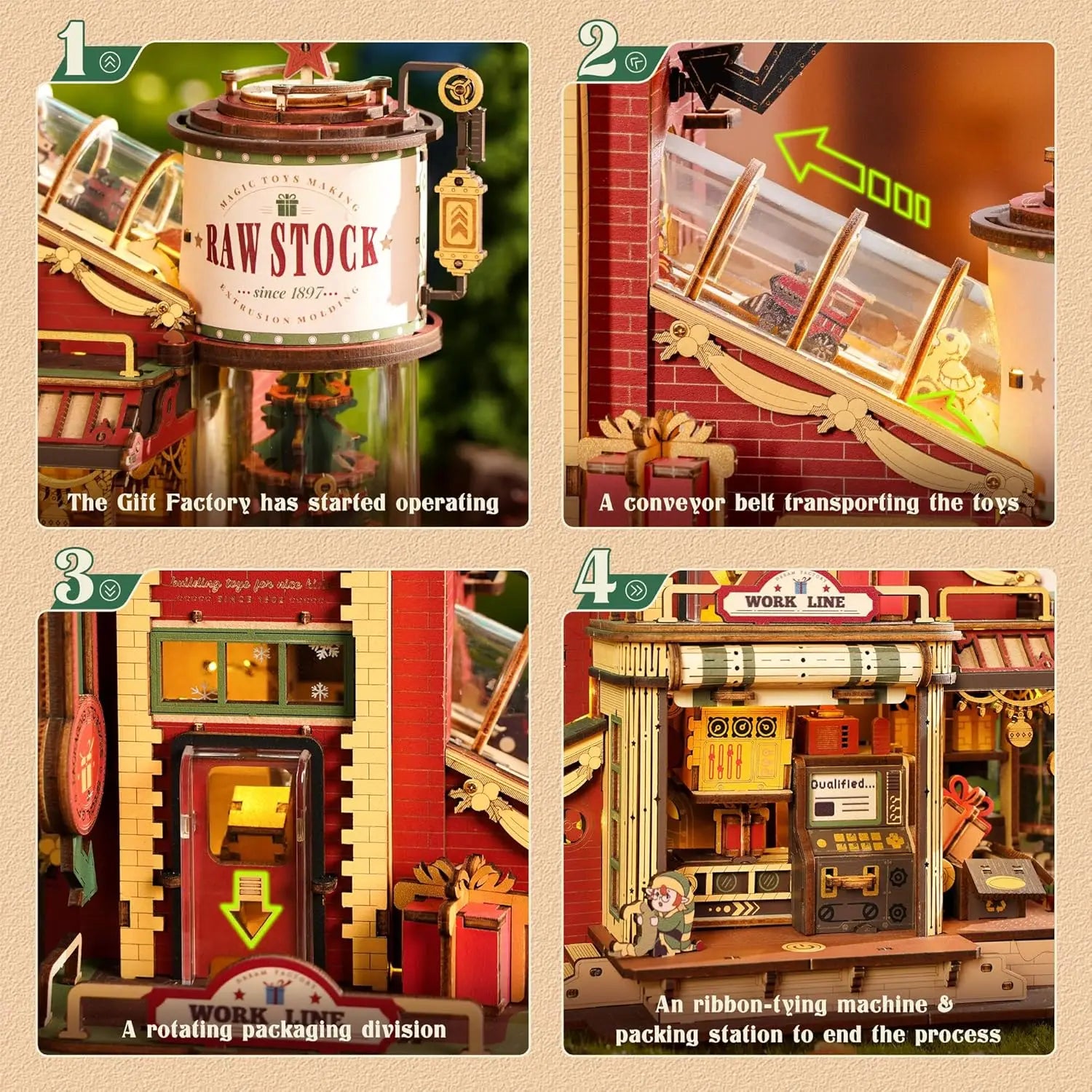 Robotime Rokr 3D Wooden Music Box – Christmas Dream Gift Factory Puzzle Kit