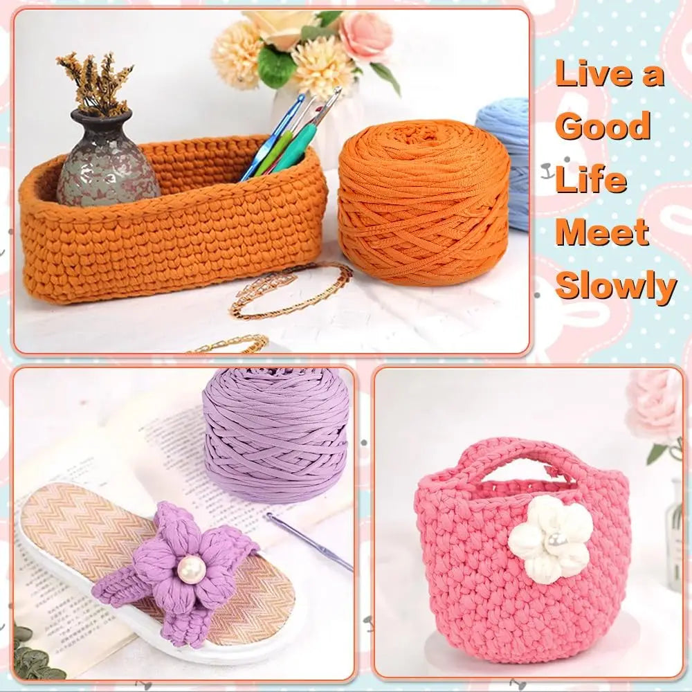 400g Thick T-Shirt Yarn – Elastic Fabric for DIY Crochet & Knitting