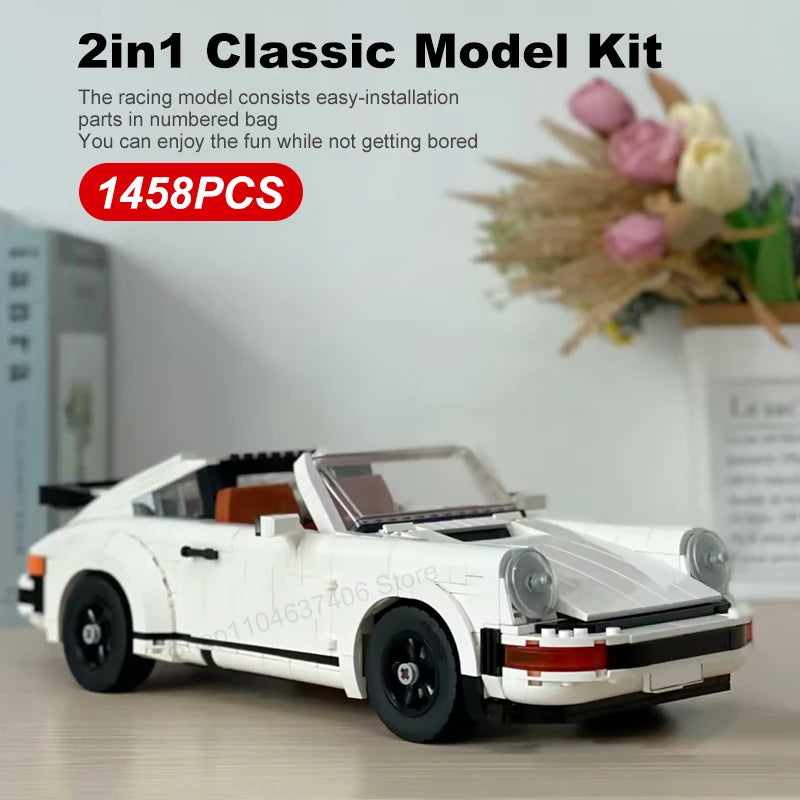 2-in-1 Retro Race Car Building Blocks Set – 1458PCS Classic DIY Kit