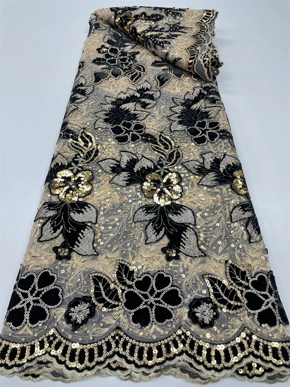 African Sequin Velvet Lace Fabric for Dressmaking RC129