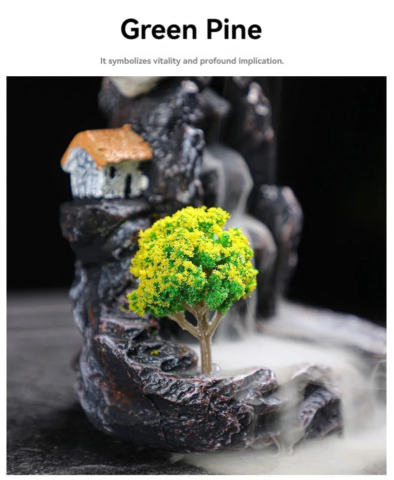 Backflow Waterfall Incense Burner with Cones for Aromatherapy and Home Decor