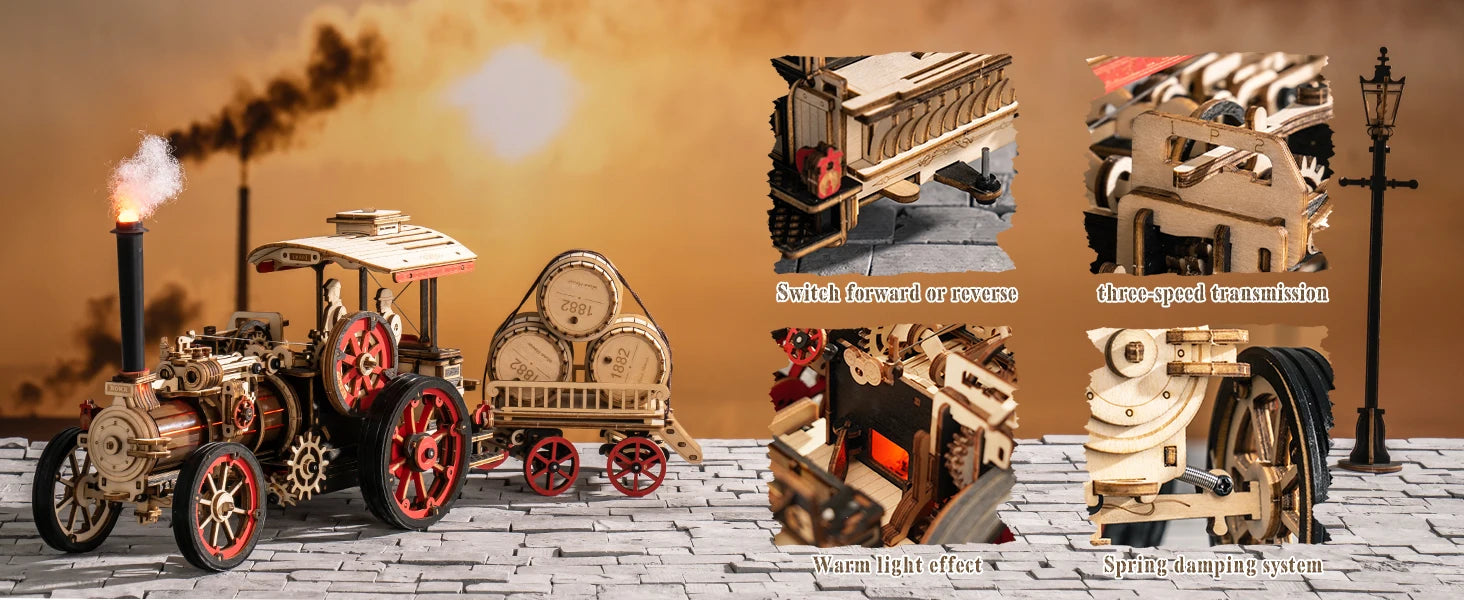 Robotime Rokr 3D Wooden Steam Locomotive Puzzle Kit