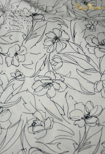 Blue White Porcelain Rose Cotton Poplin Fabric 140x50cm