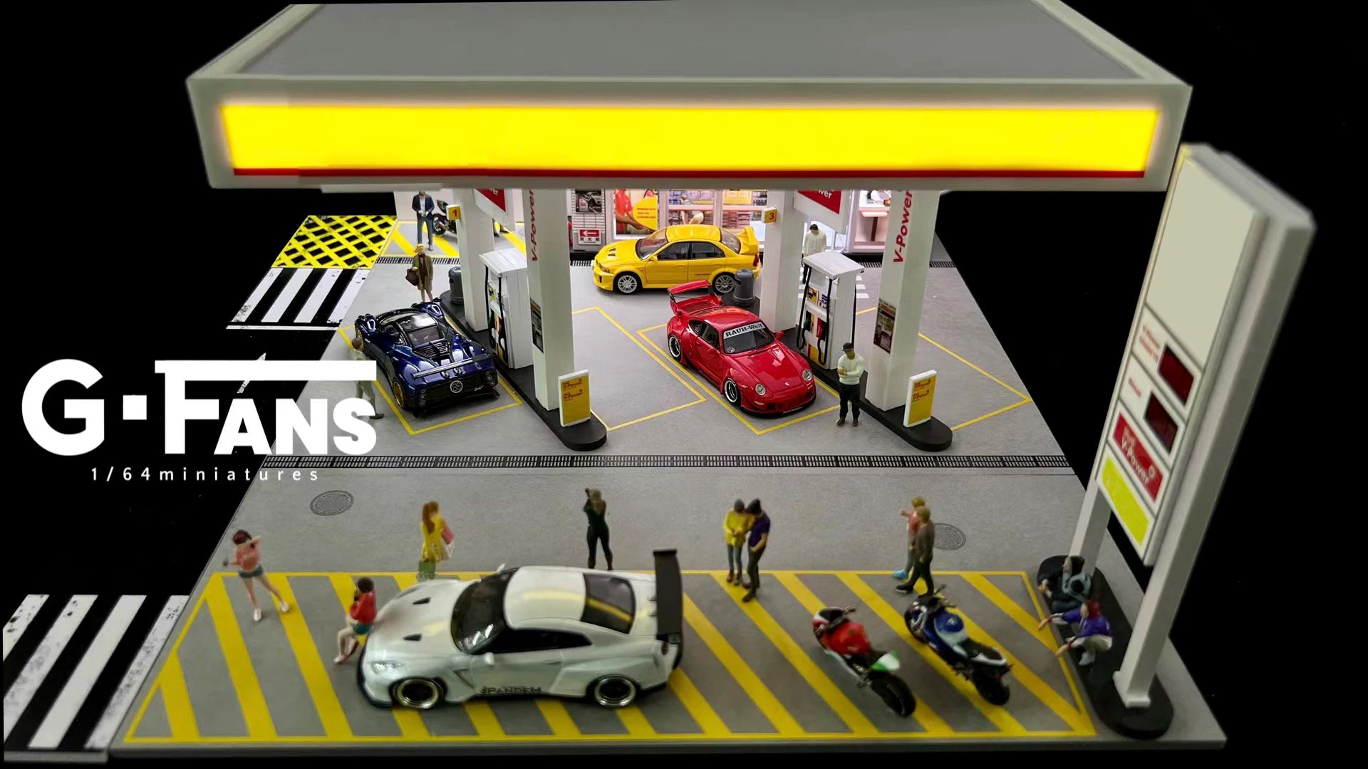 GFans 1:64 Scale Car Garage Diorama Model with LED Lights