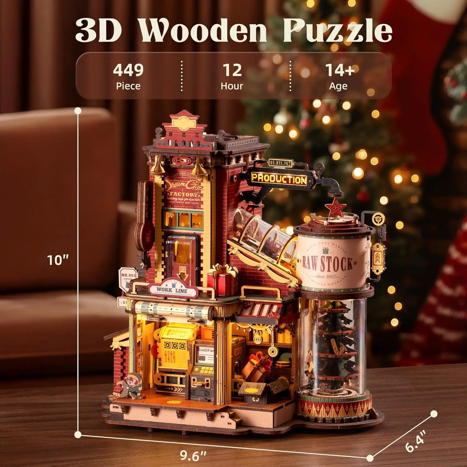 Robotime Rokr 3D Wooden Music Box – Christmas Dream Gift Factory Puzzle Kit
