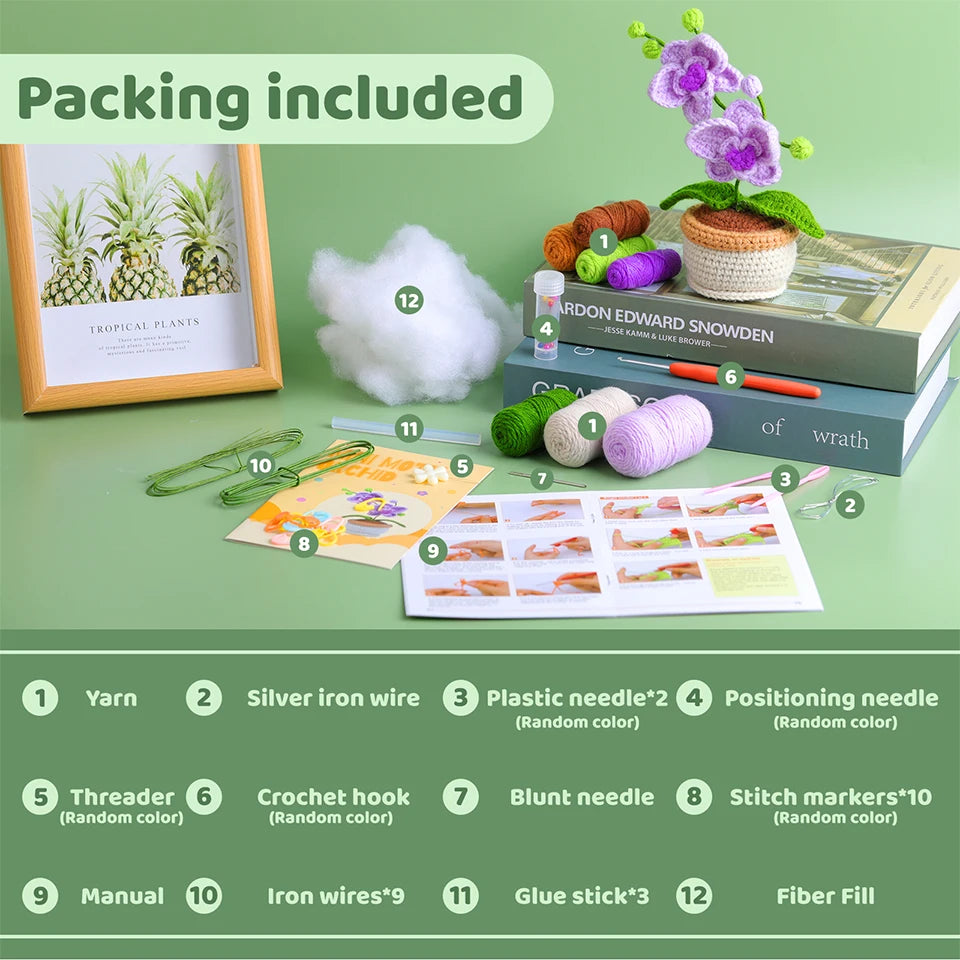 KRABALL Moth Orchid Crochet Kit for Beginners