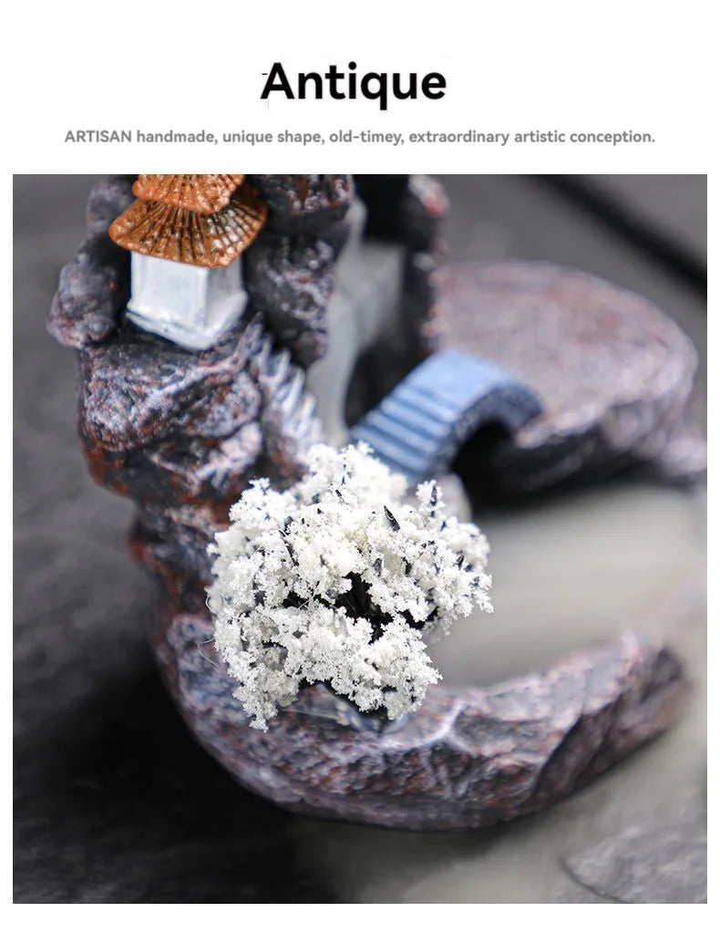 Backflow Waterfall Incense Burner with Cones for Aromatherapy and Home Decor