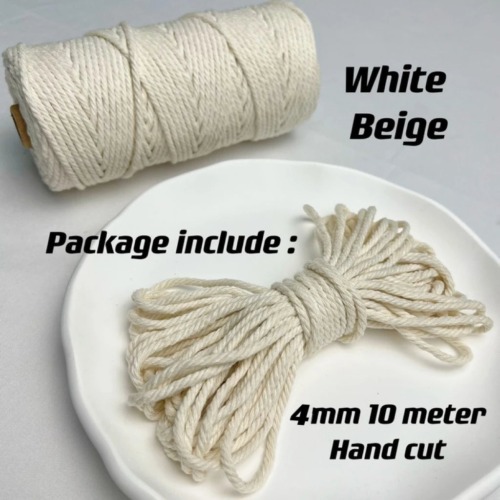 10m 4mm Braided Cotton Macrame Rope – Natural DIY Craft Cord