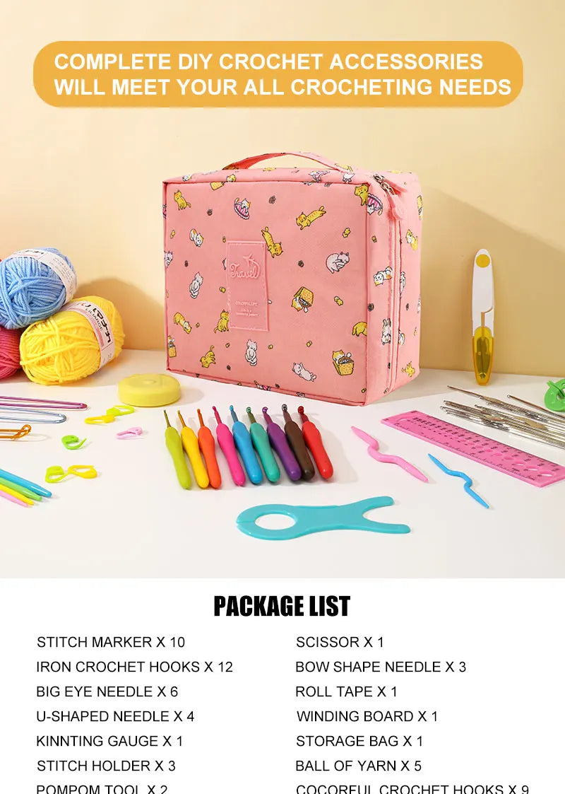 Gradient Cotton Yarn & 59pcs Crochet Hook Kit – DIY Beginner Knitting Set