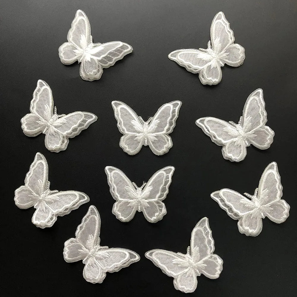 10Pcs Embroidered Butterfly Iron-On Patches