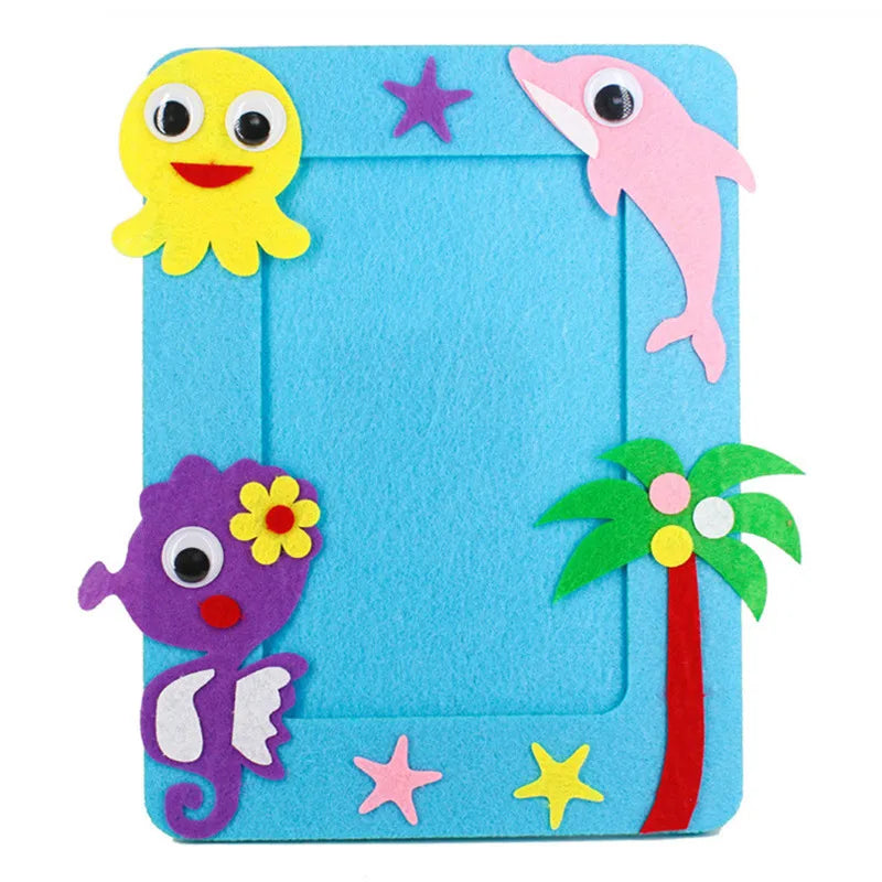 3Pcs DIY Cartoon Animal 6-Inch Photo Frame Craft Set for Kids