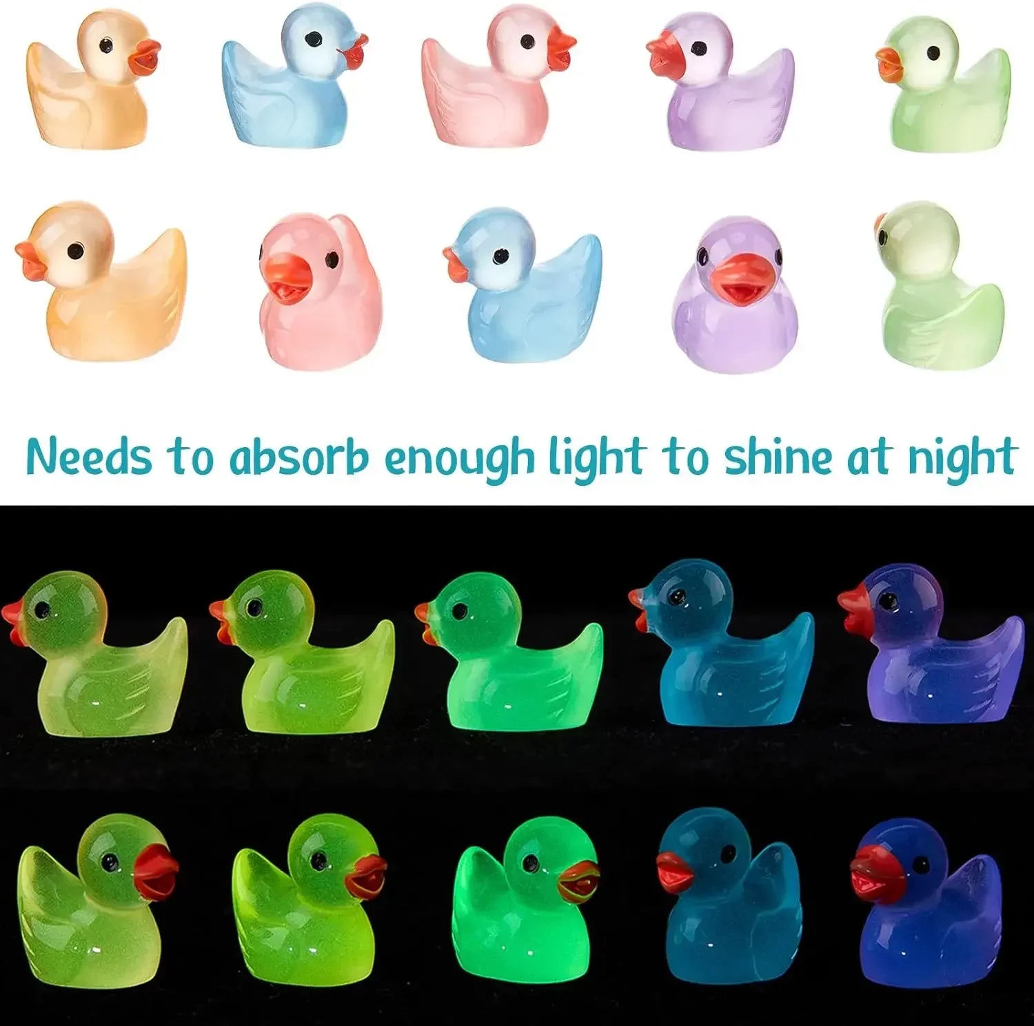 Luminous Mini Duck Figurines for Fairy Garden and Home Decor