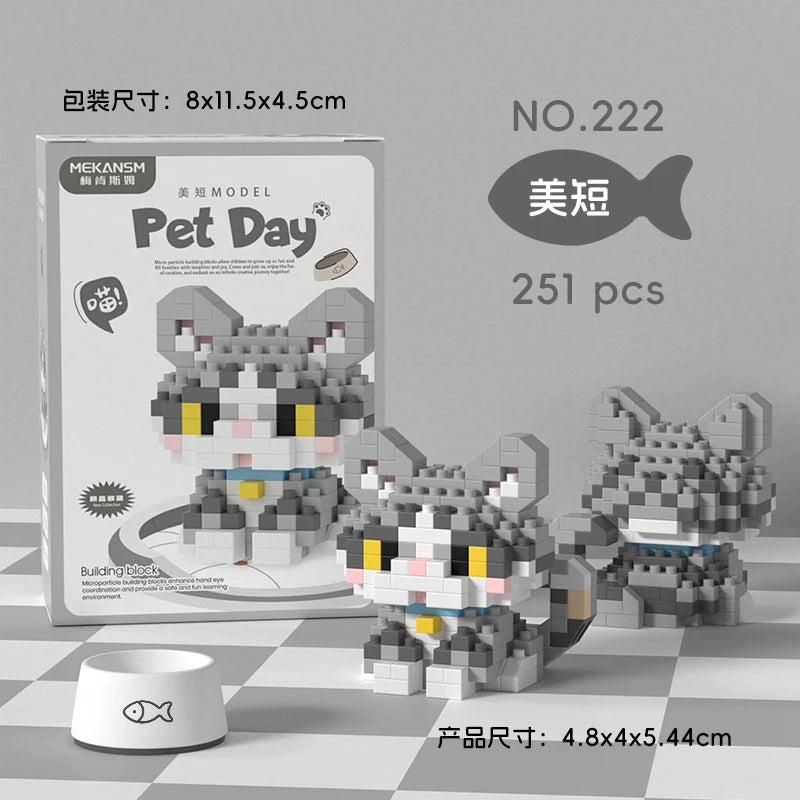 HUIQIBAO Mini Pet Micro Building Blocks – Dog & Cat Models