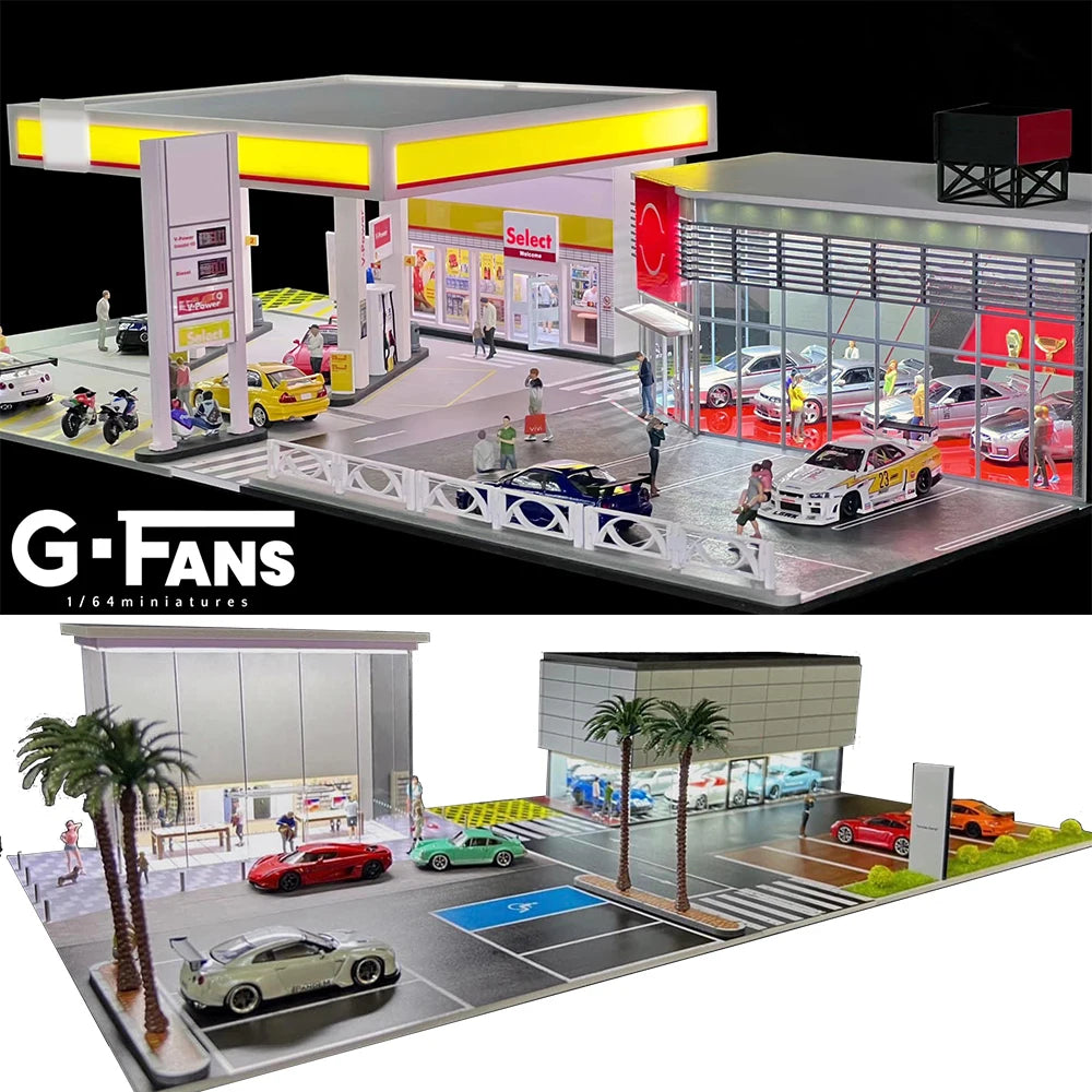 GFans 1:64 Scale Car Garage Diorama Model with LED Lights