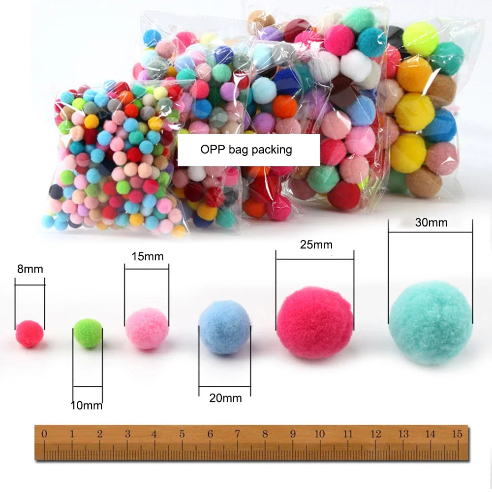 Mixed Size Fluffy Pom Pom Balls for DIY Crafts