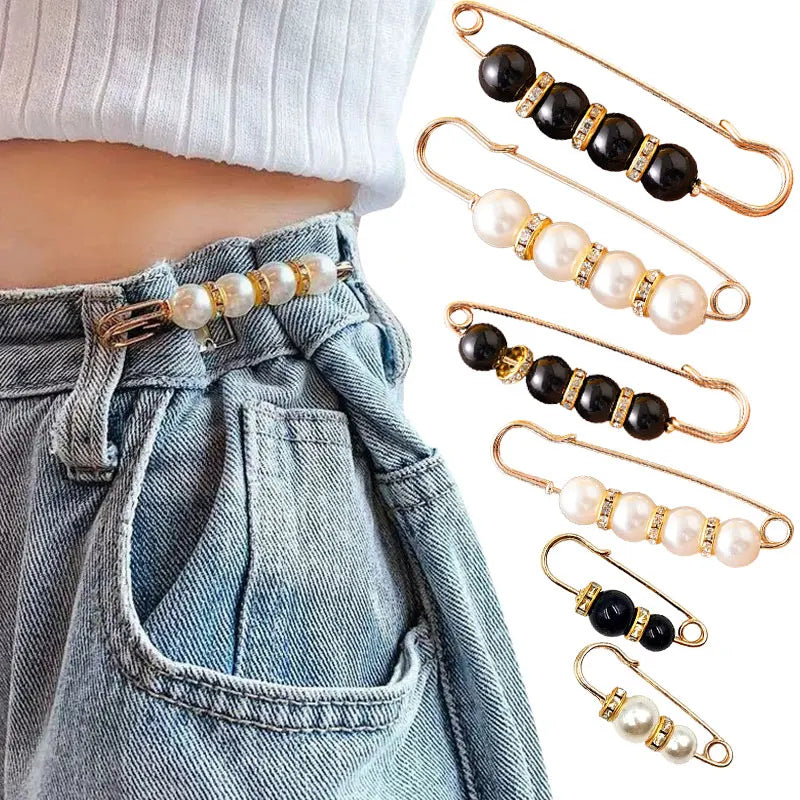 6pcs Adjustable Pearl Waist Pin Clips – DIY Apparel Accessories