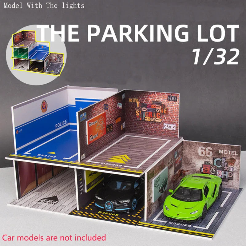 1/32 Scale Car Garage Diorama with LED Lights
