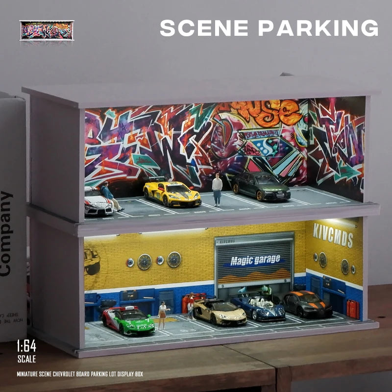 1/64 Scale Garage Model Scene with Lights – Diorama Decoration1/64 Scale Garage Model Scene with Lights – Diorama Decoration