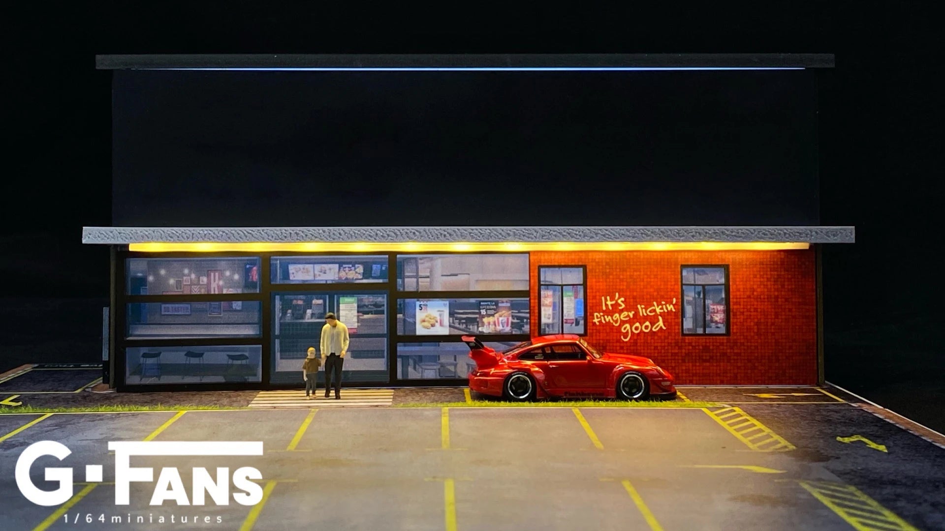 GFans 1:64 Scale Car Garage Diorama Model with LED Lights