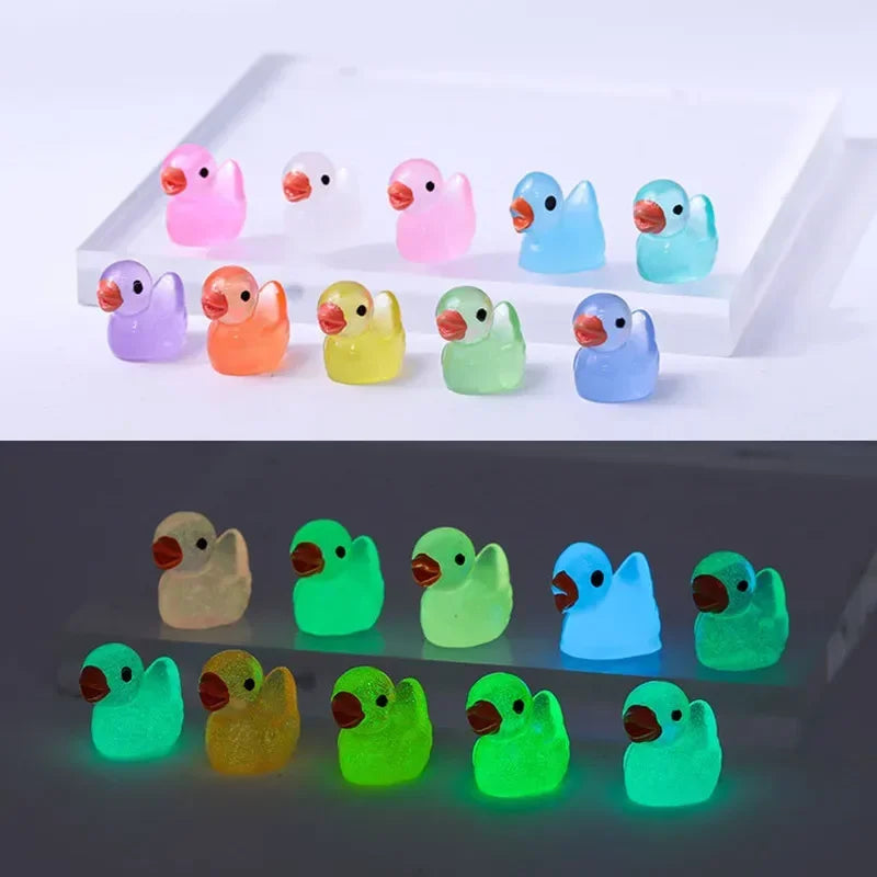 Luminous Mini Duck Figurines for Fairy Garden and Home Decor