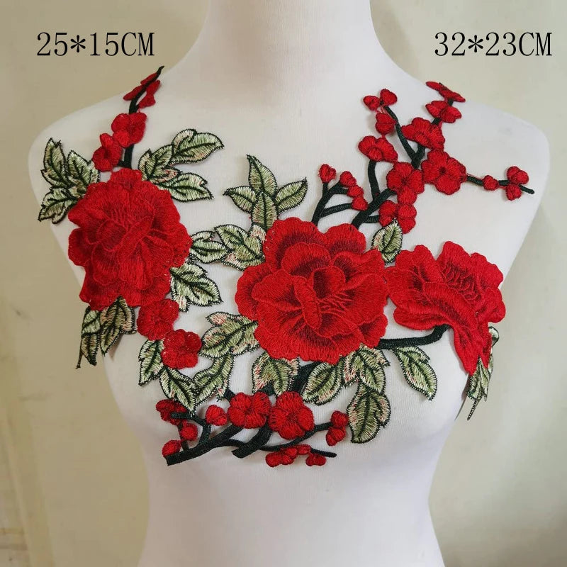 3D Flower Embroidery Applique Patch – 2Pcs Set