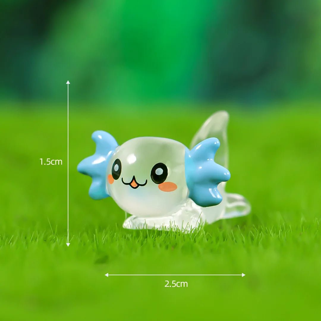 8-15PCS Glow-in-the-Dark Axolotl Miniatures for Microlandscape & Fish Tank Deco