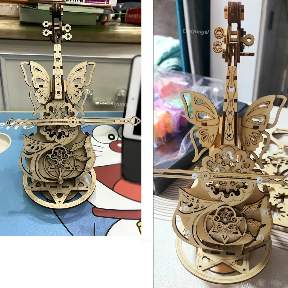 3D Wooden Cello Puzzle DIY Music Box Model Kit