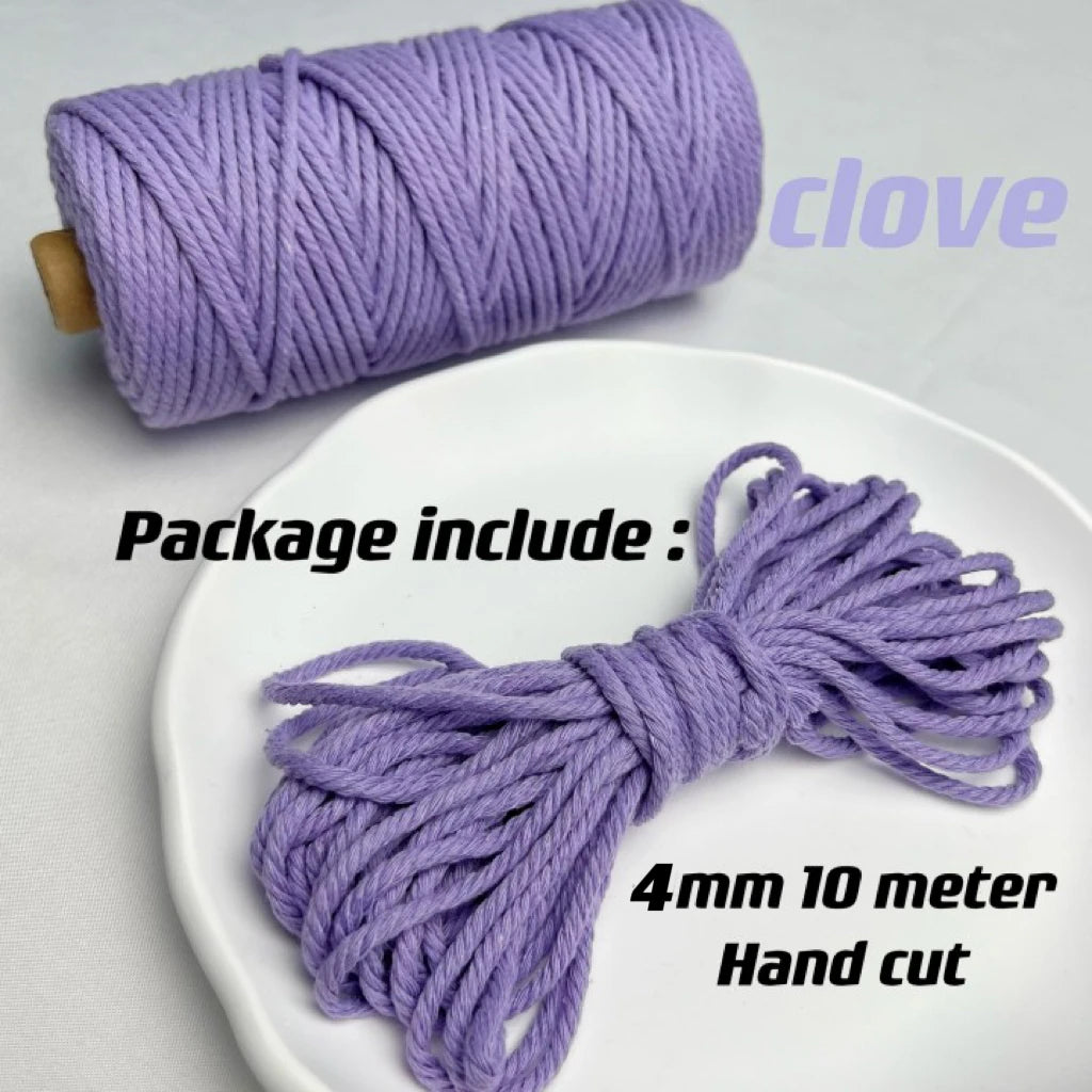 10m 4mm Braided Cotton Macrame Rope – Natural DIY Craft Cord